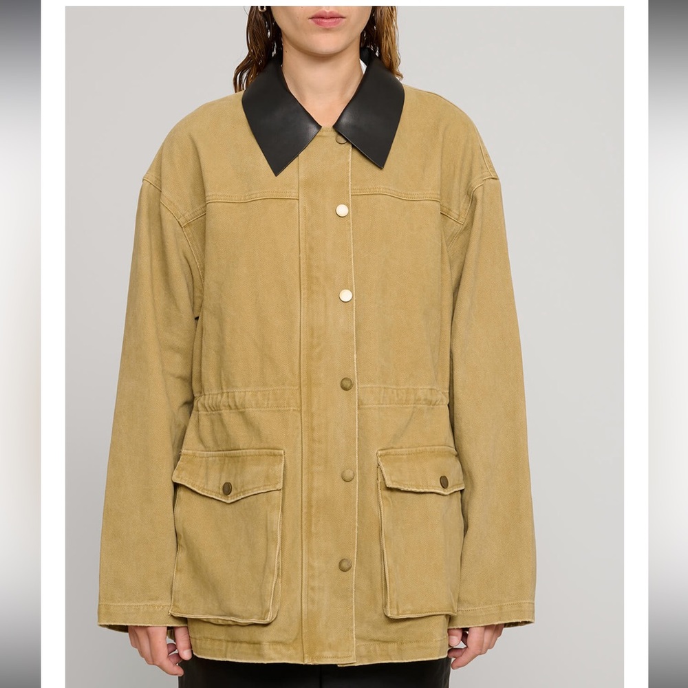 Pixie Market - Leather Collar Barn Jacket - image 3